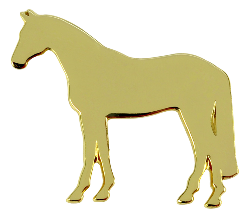 Значок металлический HappyROSS "Силуэт лошади", золотой, 26х23мм (Германия)