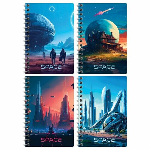 BG Записная книжка А6, 80 листов в клетку на гребне Future style, обложка мелованный картон, блок офсет 60 г/м2, микс