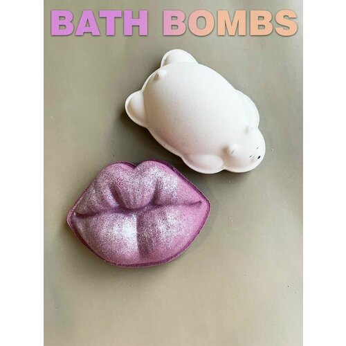 Губы и мишка набор бомбочек для ванны Lumos Co. Подарочный набор бомбочек для ванны.