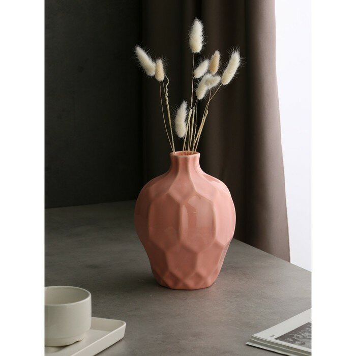 фото Ваза настольная "Созвездие", керамика, розовая, 21 см