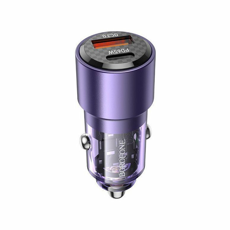 фото Автомобильное зарядное устройство (АЗУ) Borofone BZ20 (USB+Type-C PD) 3 А, фиолетовый