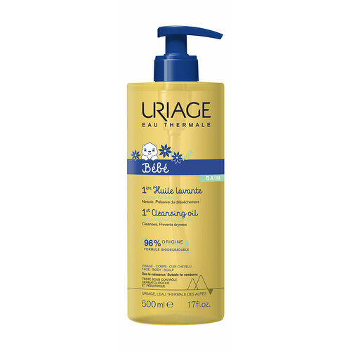 первое очищающее пенящееся масло флакон помпа uriage 1st cleansing oil 500 мл Детское очищающее пенящееся масло для тела Uriage 1st Cleansing Oil