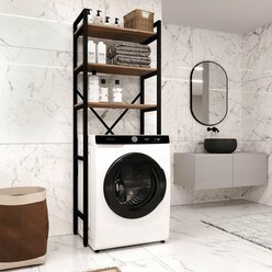 Стеллаж в ванную комнату для стиральной машинки ARIEL лофт (63х34х180см) Дуб Канзас