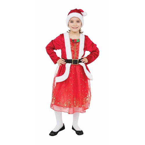 Костюм Санты для девочки красное новогоднее платье санты 1037 46 48