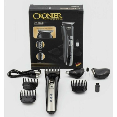 Триммер для стрижки волос, бороды, беспроводная профессиональная машинка 3в1 триммер для носа и ушей cronier king cr 6001