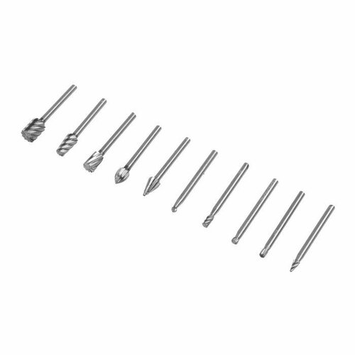 Набор шарошек по дереву и пластику тундра диаметр хвостовика 3 мм 10 шт 1166₽