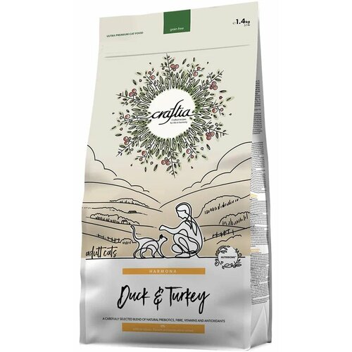 CRAFTIA HARMONA GRAIN FREE ADULT CAT DUCK & TURKEY беззерновой для взрослых кошек с уткой и индейкой (1,4 кг)