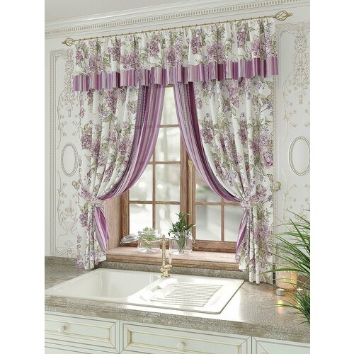 Комплекты штор AT HOME Флиорт высота 180 см, ширина 150 см, крепление - шторная лента, Белый