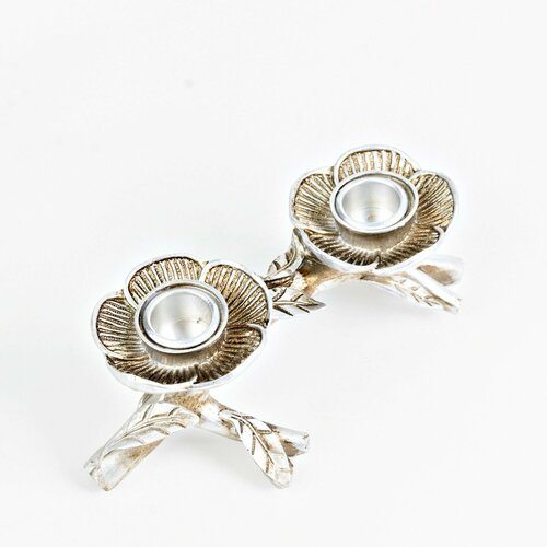 Подсвечник 7 см Цветы для свечей для декора интерьерный цвет серебристый 1589₽