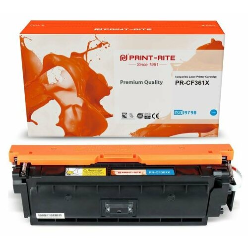 Картридж Print-Rite PR-CF361X для CLJ M552dn/M553dn/M553N/M553x 9500стр Голубой картридж print rite pr cf362x для clj m552dn m553dn m553n m553x 9500стр желтый