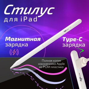 Стилус для iPad, AGNI Senses. Apple pencil 2 для планшетов с магнитной зарядкой и Type-C