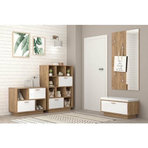 Комплект мебели для прихожей Эго МС ПД композиция 5 Дуб Крафт ЗолотойБелый Глянец 28314₽