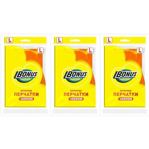 Перчатки латекcные Bonus Эконом L 3 шт 697₽