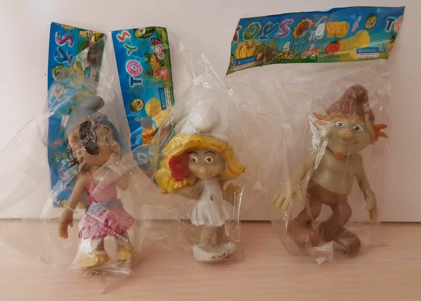 Смурфики Аниме фигурки игрушки для детей (набор 3 штуки: Смурфетта, Заноза, Крепыш)