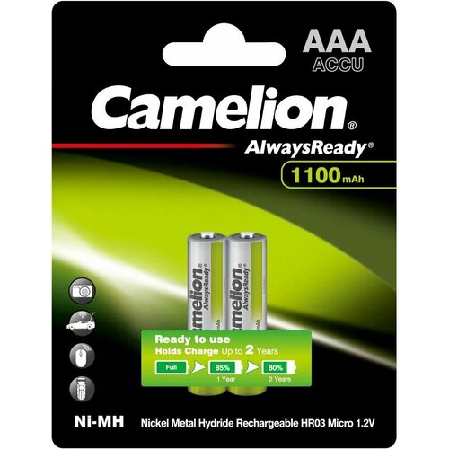 Аккумулятор Camelion AAA-1100mAh Ni-Mh BL-2 (NH-AAA1100BP2, 1.2В) (2 шт. в уп-ке)