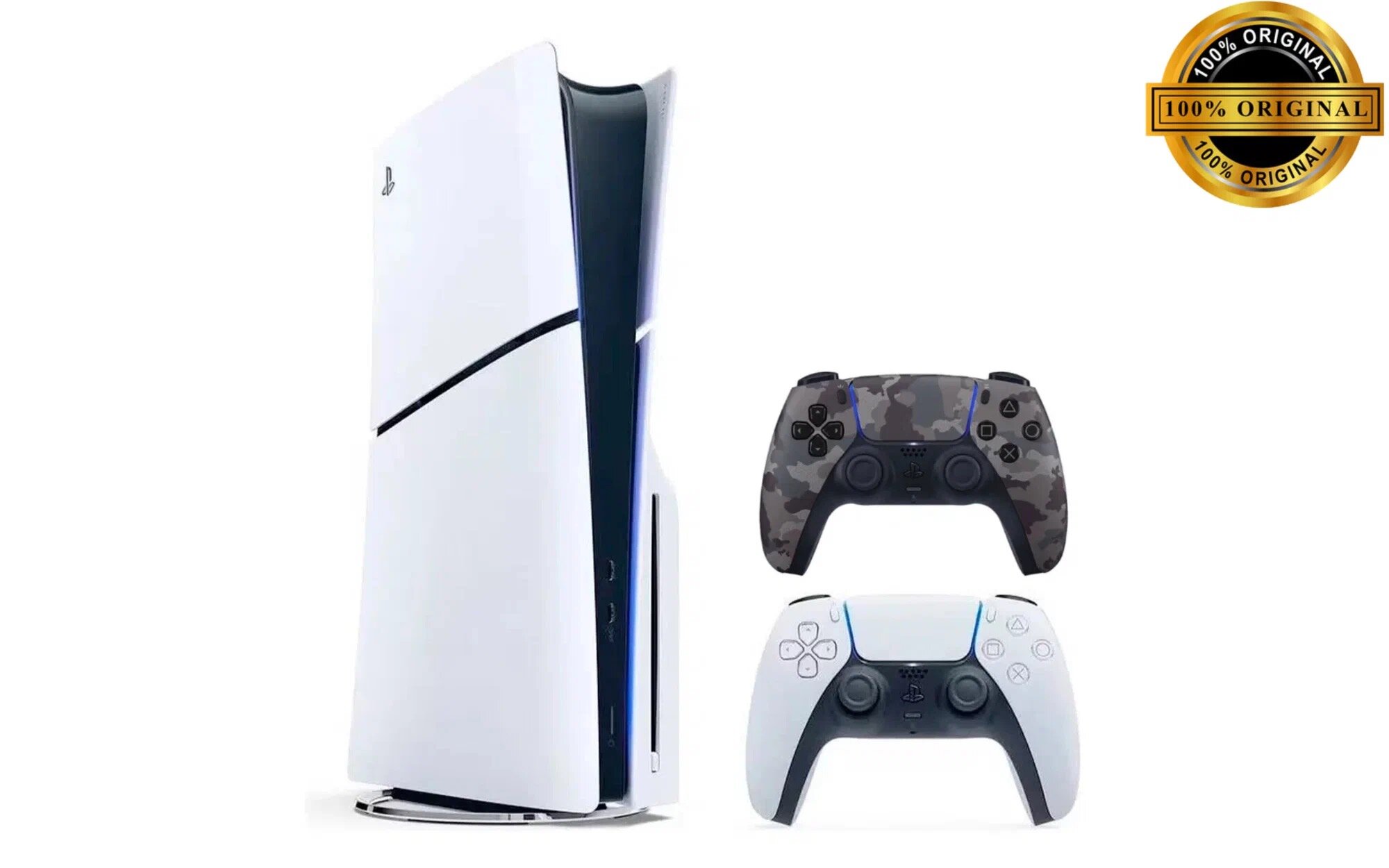 Игровая приставка Sony PlayStation 5 Slim, с дисководом, 1 ТБ, два геймпада (белый и камуфляжный)