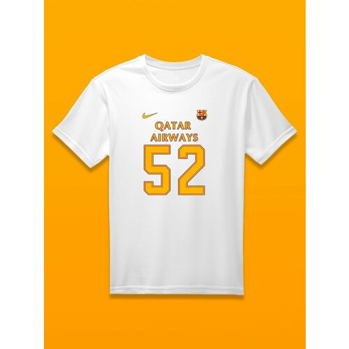 Футболка Барселона номер 52, размер 6XL, белый