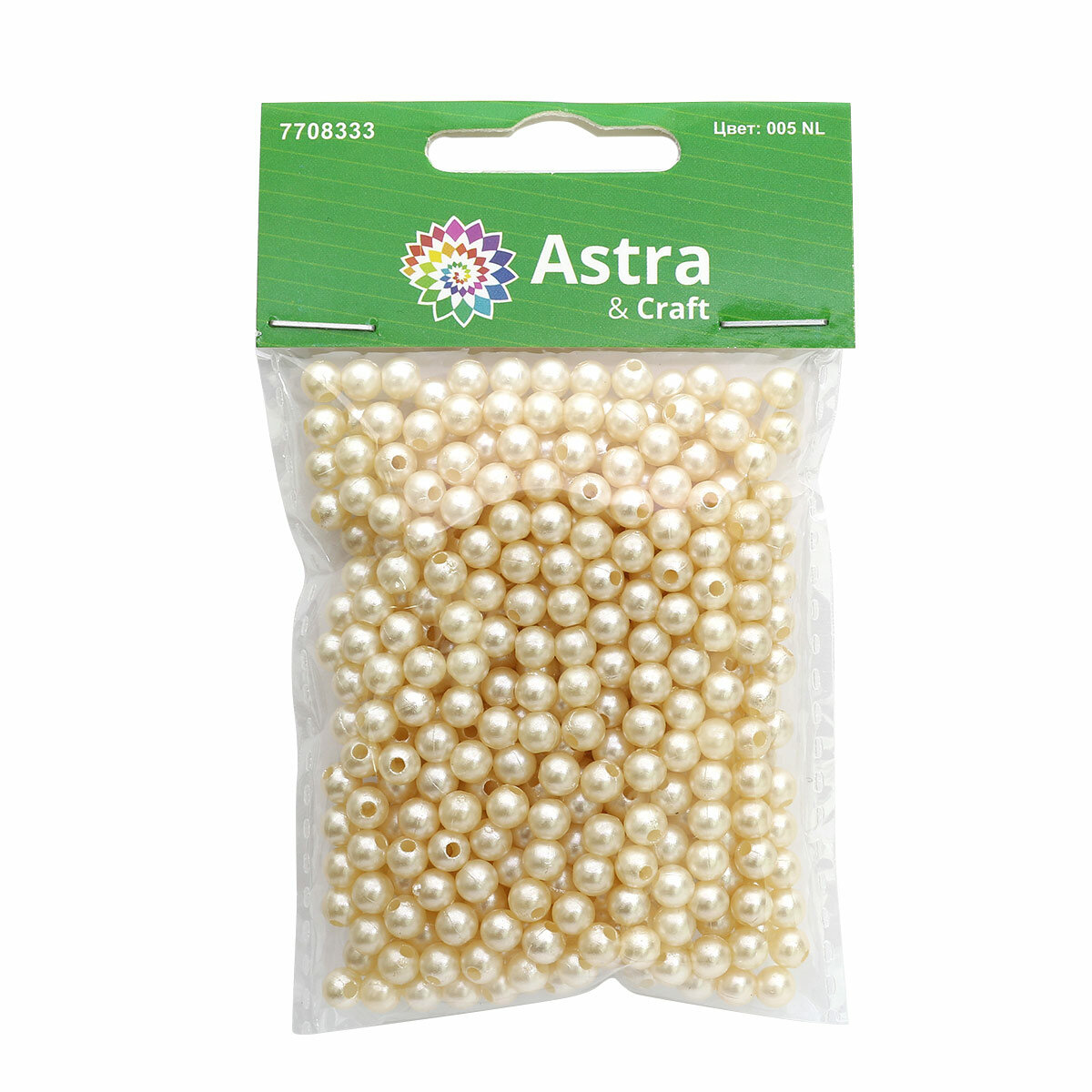 Бусины круглые, пластик, 5 мм, 25 г (упак), Astra&Craft (005 NL бежевый)