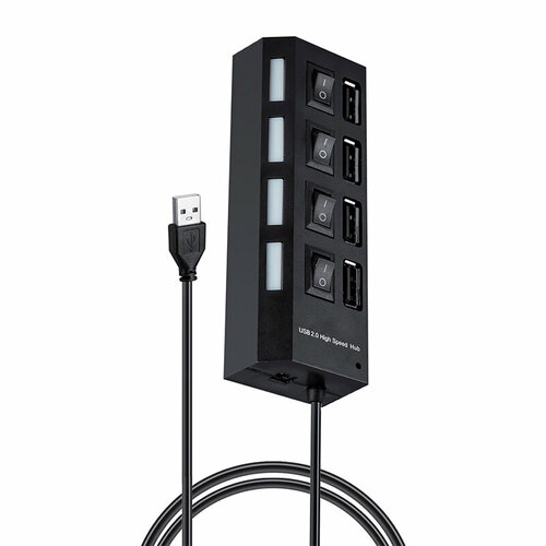 USB Hub на 4 Usb с выключателем черный 450₽