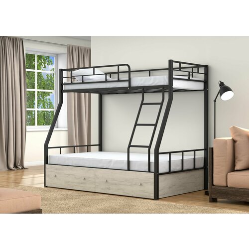 Двухъярусная кровать Раута Слоновая кость ящики дуб крафт белый