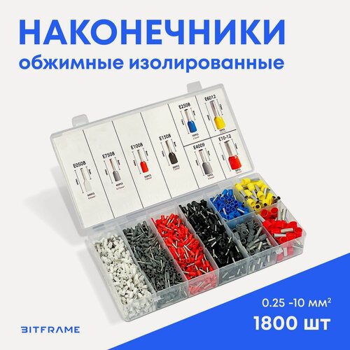 Изображение товара Набор НШВИ, наконечники для проводов обжимные, 1800шт, плотные гильзы, 0.5-10мм