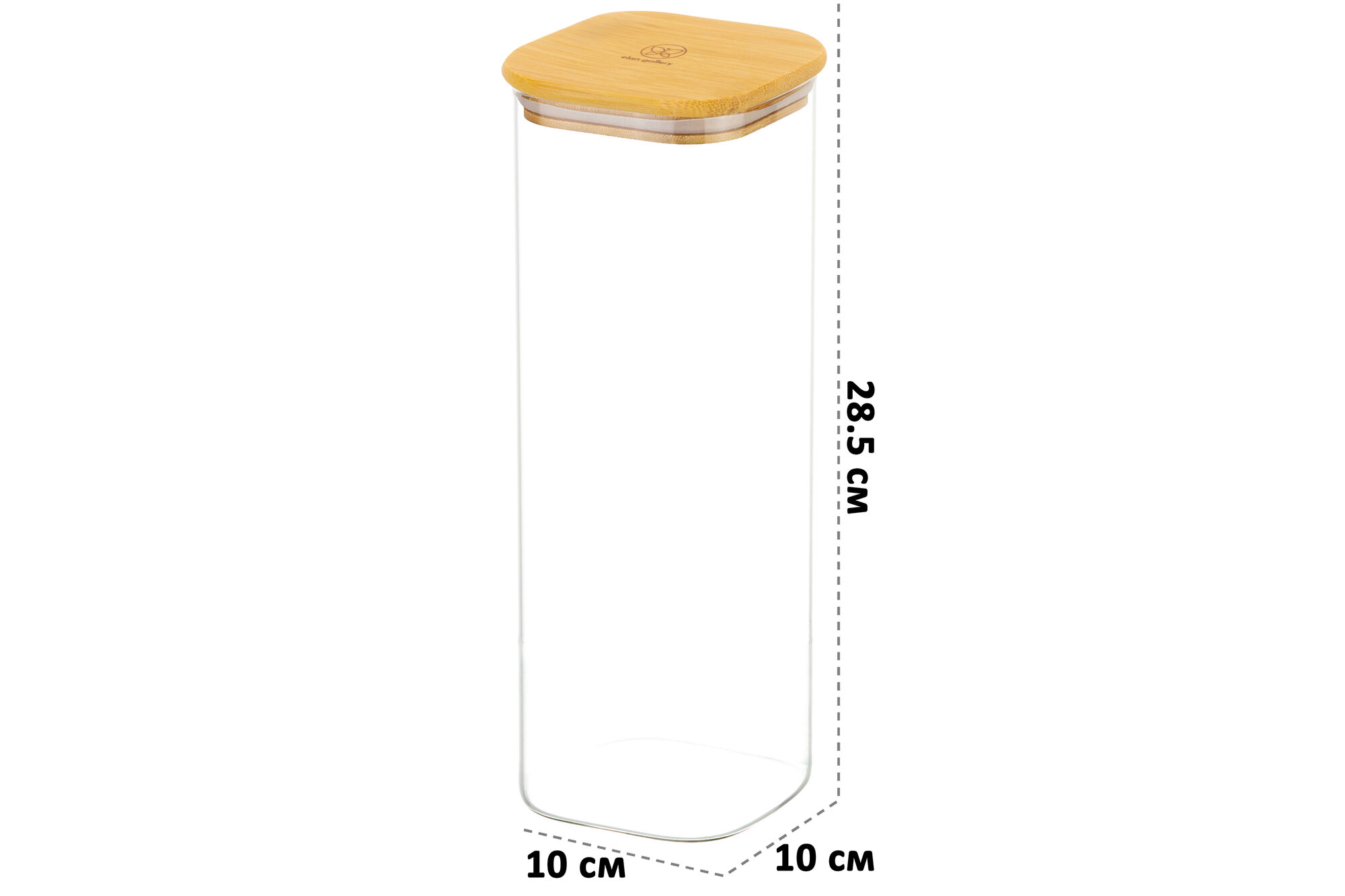 Набор 2 банок для хранения 2 л 10*10*28,5 см "Crystal glass" + бамбук. крыш. с силик. проклад, стекло