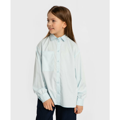Школьная блуза Button Blue, размер 128, голубой блуза button blue размер 128 желтый оранжевый