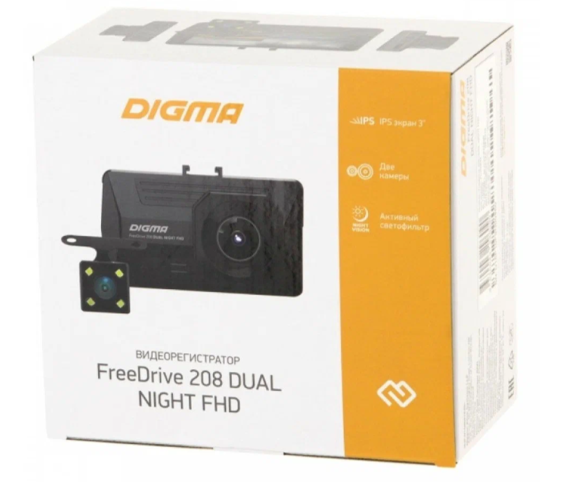 Видеорегистратор DIGMA FreeDrive 208 DUAL NIGHT FHD, 2 камеры, черный