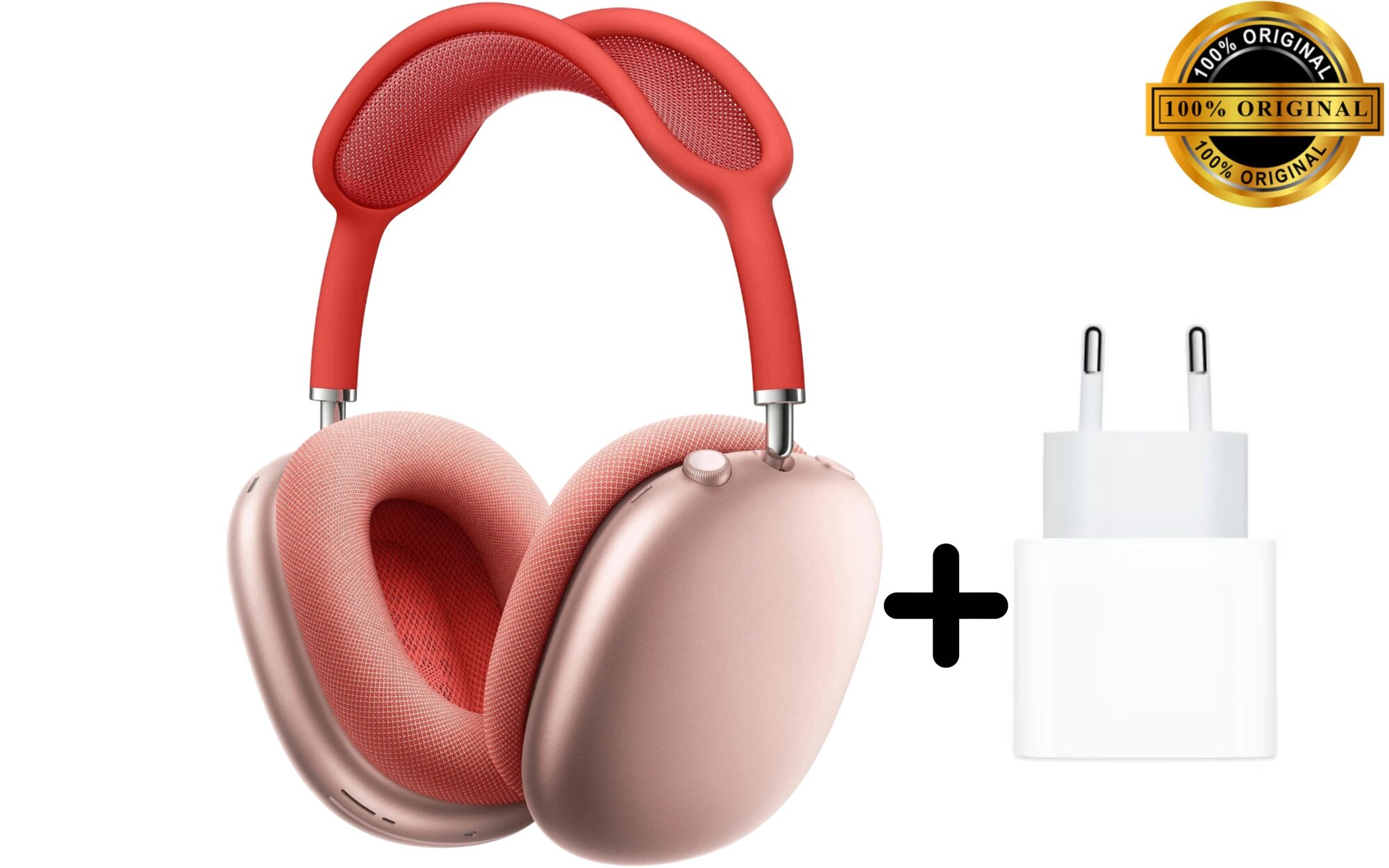 Apple AirPods Max - беспроводные наушники, Lightning, розовый, зарядный блок (оригинал)