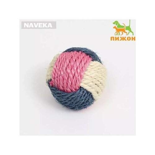 Шарик переплетеный из сизали 6 см белыйсинийрозовый 555₽
