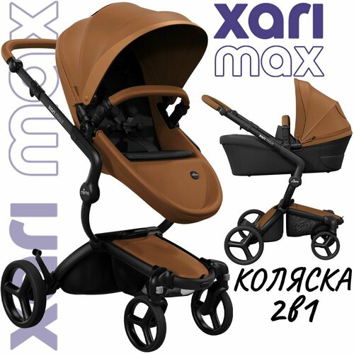 Коляска 2в1 Mima Xari Max Camel с матрасиком BlackЧерный на черном шасси 144900₽