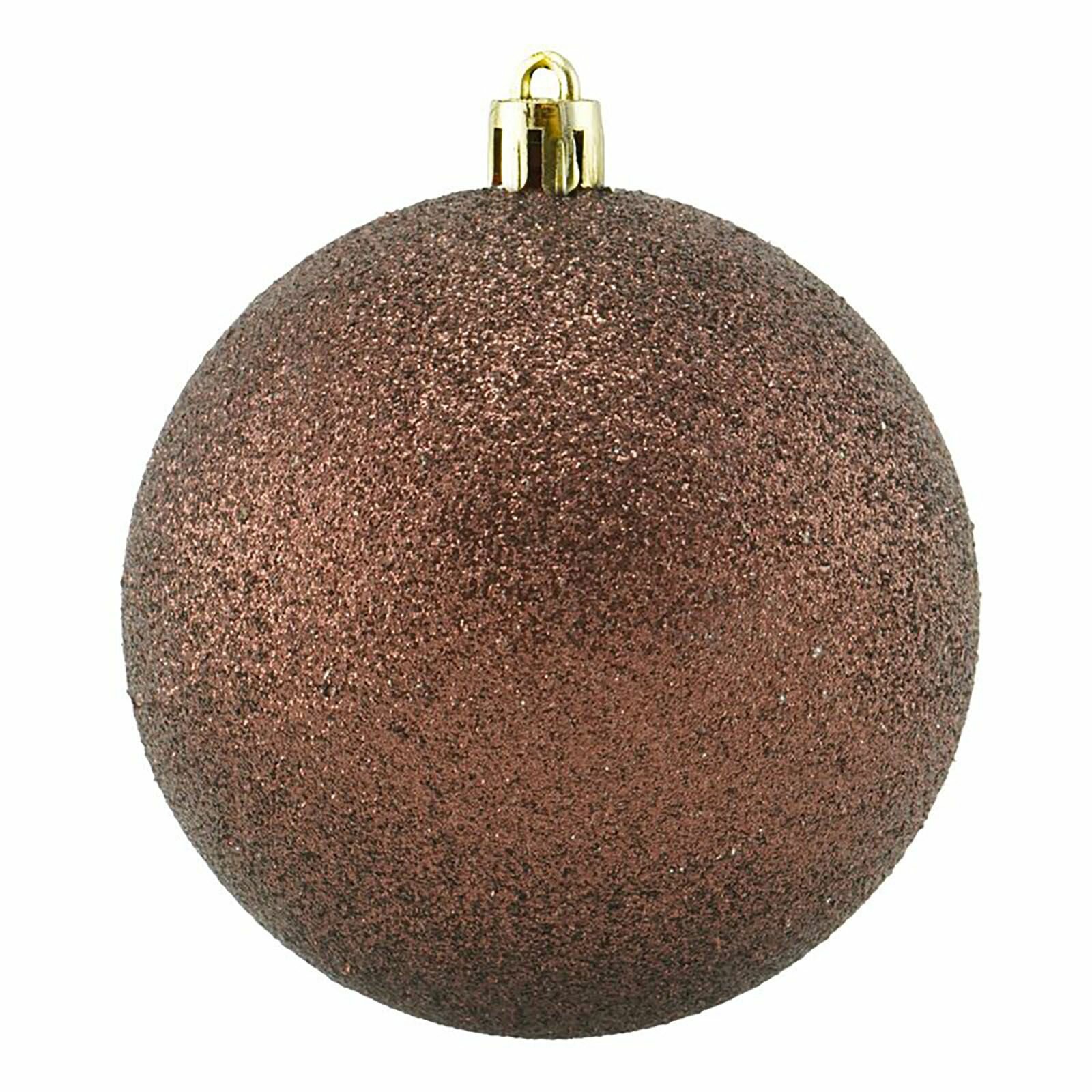 Новогодние шары Шоколад (с глиттером) / 10 см / 2 шт. / Веселый праздник