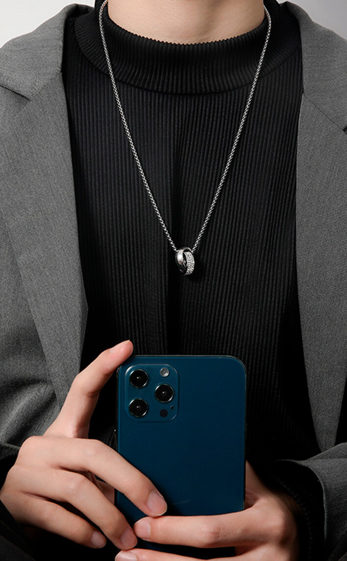 Колье, стекло, длина 30 см, серебристый — фото 1