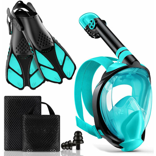 Набор для снорклинга маска и ласты XL цвет берюзовый 3300₽