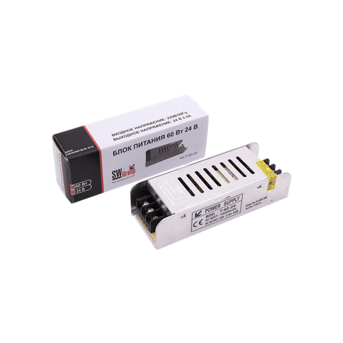 Блок питания 60Вт 24В IP20 узкий SW-G 1385
