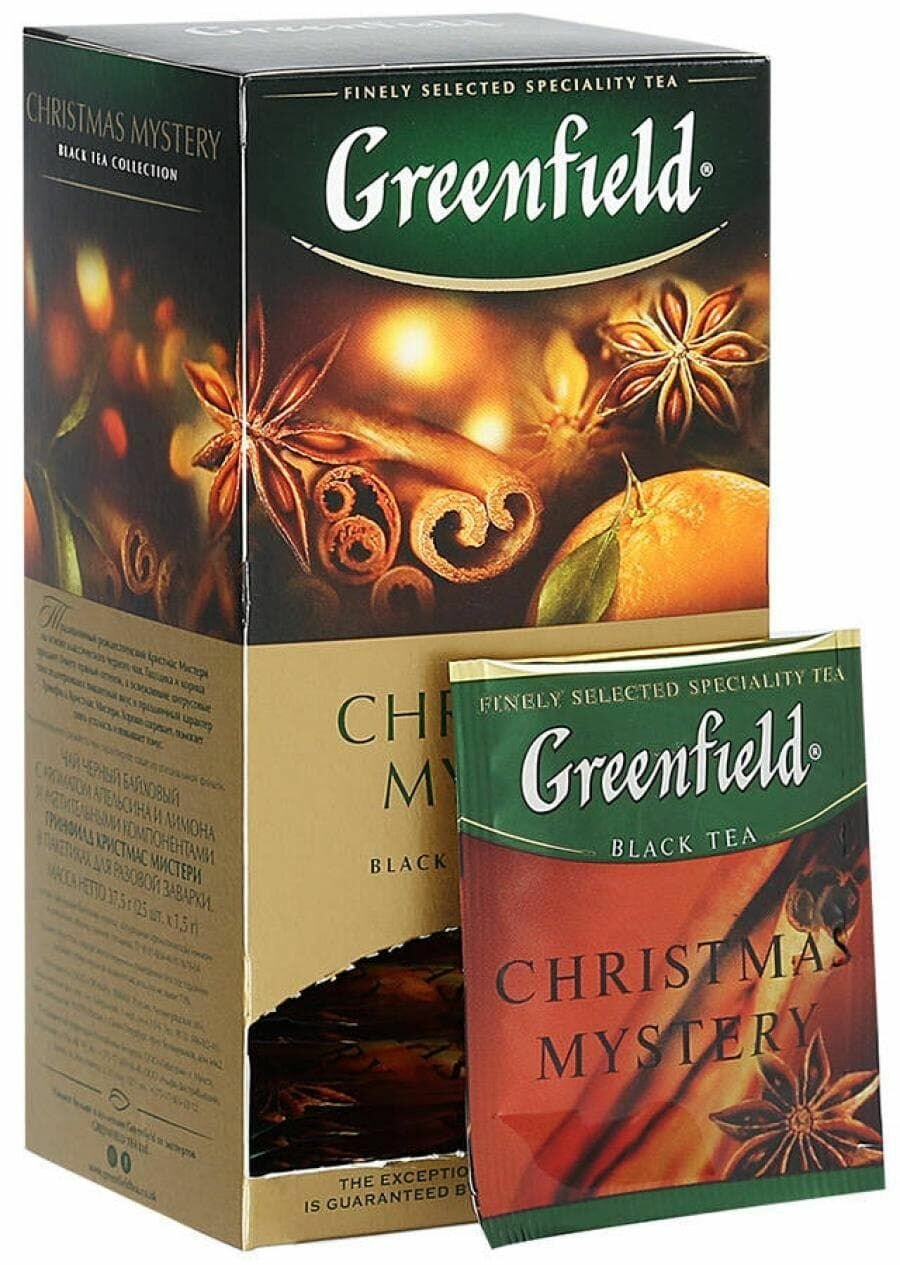 Greenfield Чай черный Christmas Mystery, 25 пакетиков по 1,5 г