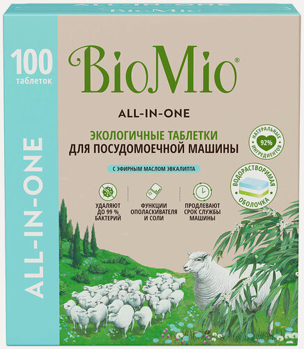 Изображение товара Таблетки BioMio BIO-TABS, MULTI эвкалипт, 16г/100шт.