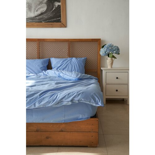 Комплект 2-спального постельного белья Esthetic Home голубой с кантом