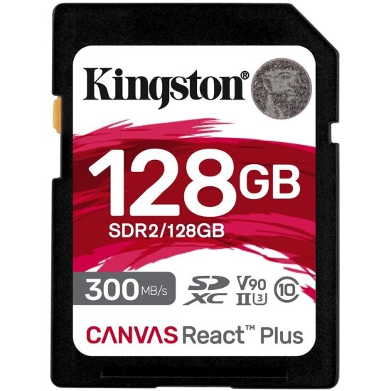 Карта памяти Kingston Canvas React Plus SDXC 128Gb UHS-II U3 V90 (300/260 Mb/s) — фото 1