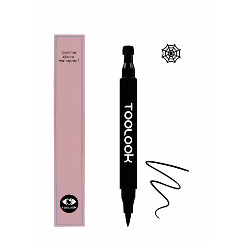 TooLook Цветная подводка фломастер для глаз со штампом Паутина №20 чёрная