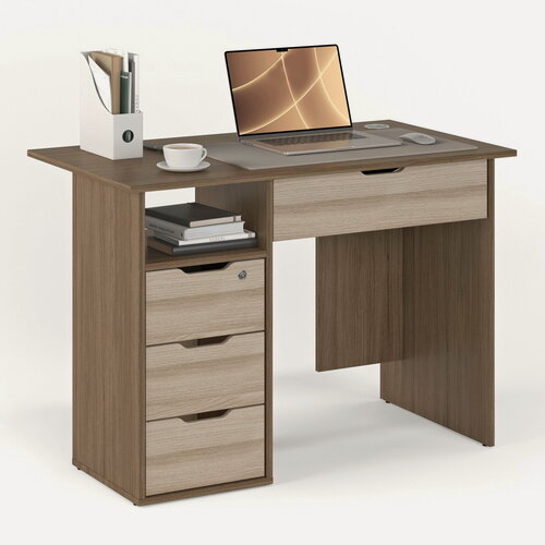 Изображение товара Стол письменный БАНГА-63-Я левый Ясень темный - Ясень светлый