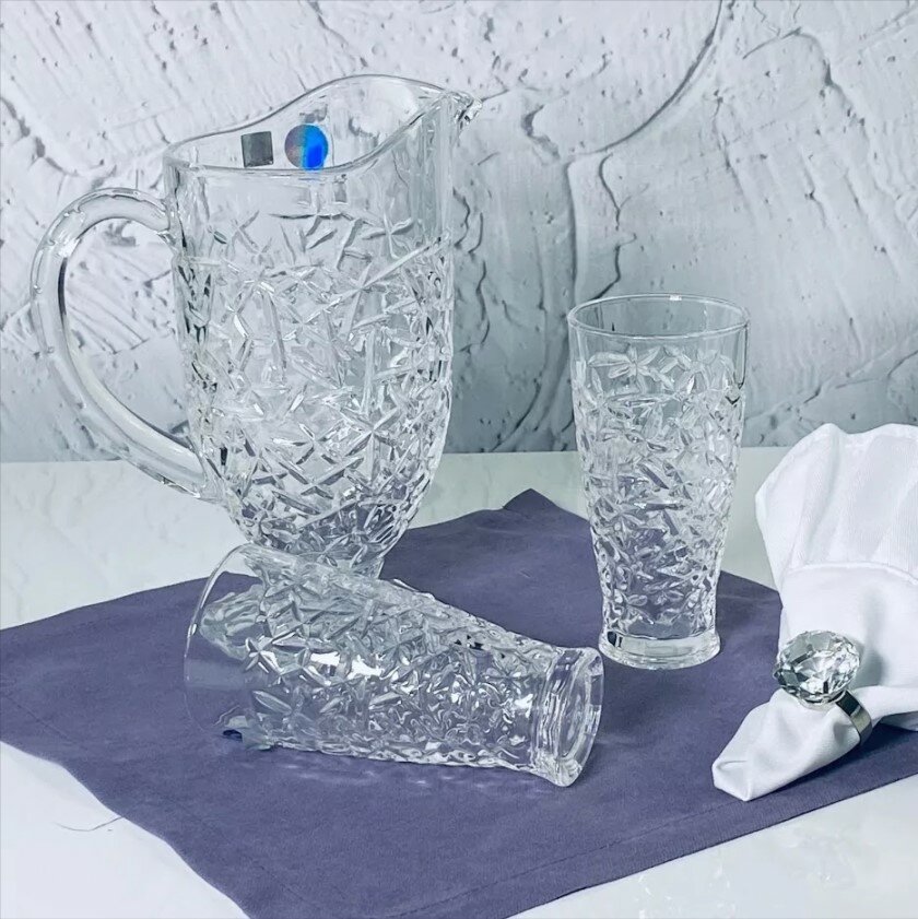 Набор графин 1.25л и 6 стаканов 300мл Стекло 588-572 118-588-572