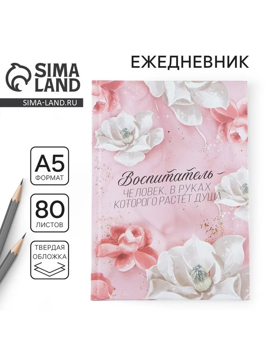 Ежедневник, твёрдая обложка, А5, 80 листов «Воспитателю»