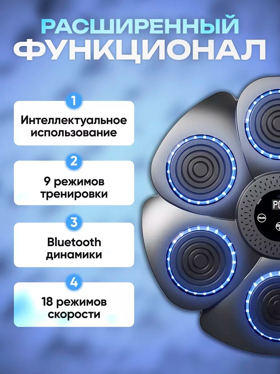 Настенный электронный Боксерский тренажер музыкальный, интерактивный тренажер с музыкой, блютуз, Лапы боксерские — фото 1