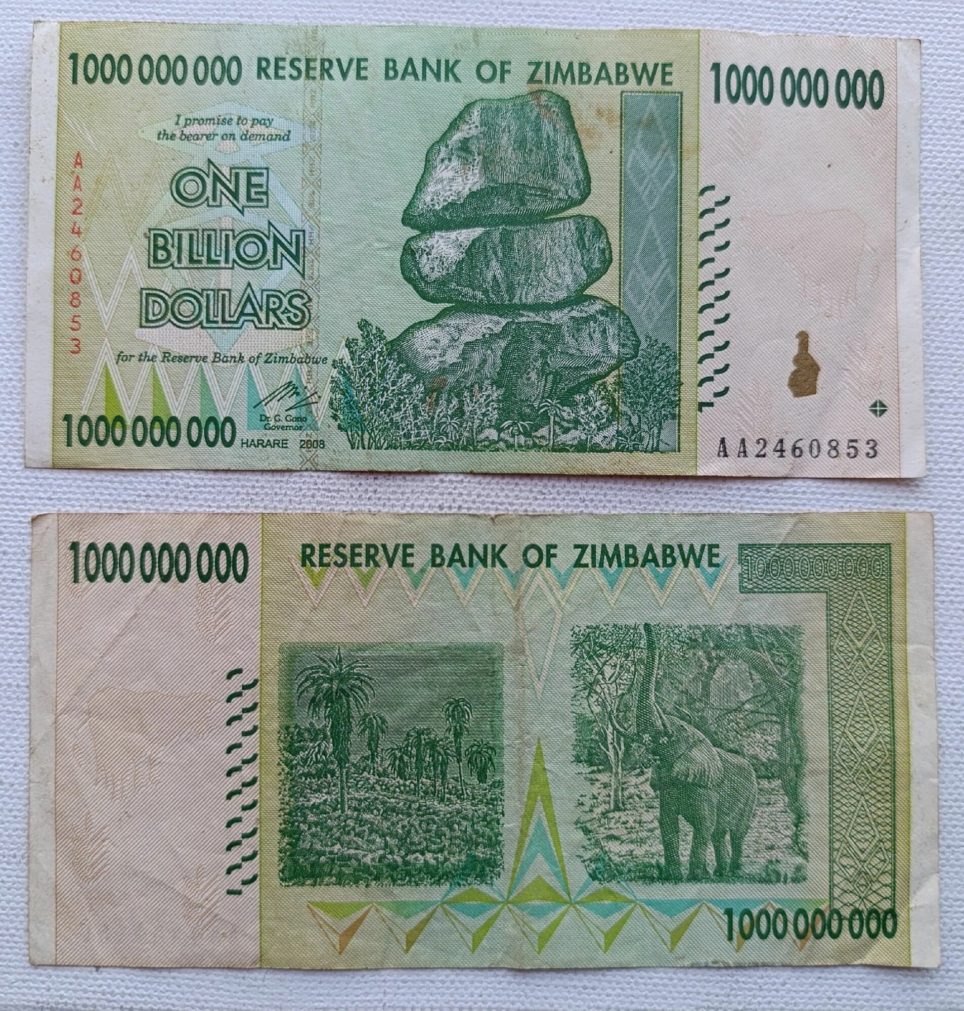 Зимбабве 1000000000 долларов 2008 года XF