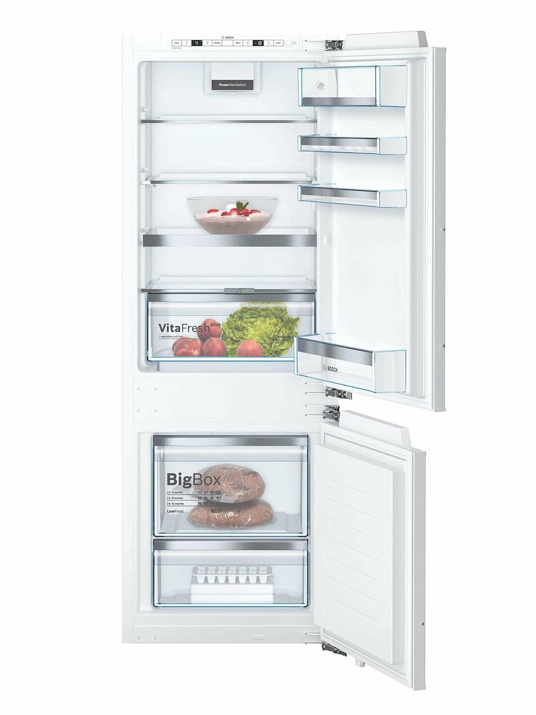 Встраиваемый холодильник Bosch "KIS87AF30U", No Frost, LED-освещение, 2 камеры