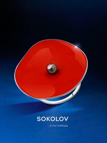 Изображение товара Кольцо, серебро, 925 проба, родирование, эмаль, жемчуг Swarovski синтетический