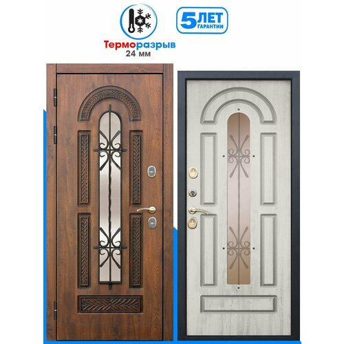 Дверь входная металлическая терморазрыв Foreman Ф-32 2050*860 Левая Грецкий орех-Сосна белая УТ-00084253