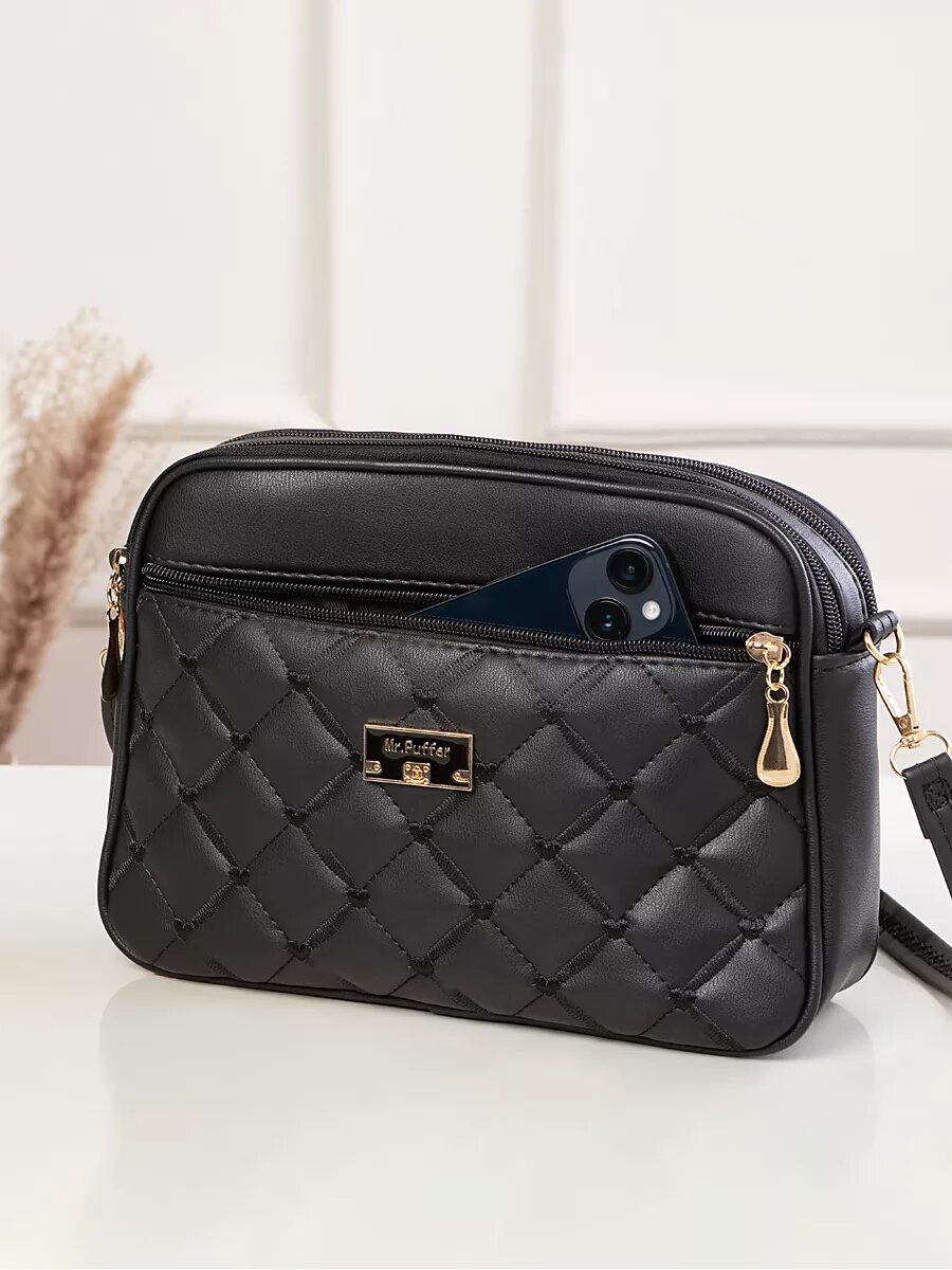 Сумка кросс-боди , фактура стеганая, черный — фото 1