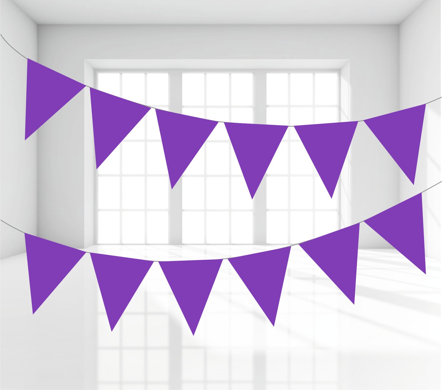 Гирлянда-вымпел Фиолетовая, 14 вымпелов для украшения помещения